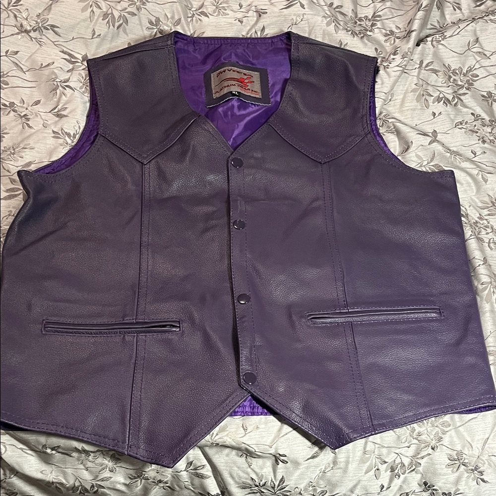 Men's Purple Leather Vest